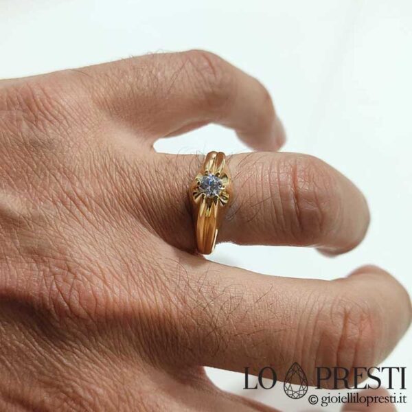 anello uomo solitario anulare oro giallo 18kt