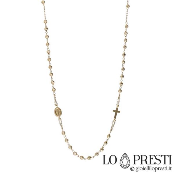 Collana Rosario in oro bianco o giallo 18kt con sfere slash, il peso è riferito alla misura 45 cm su richiesta disponibile di qualsiasi misura.