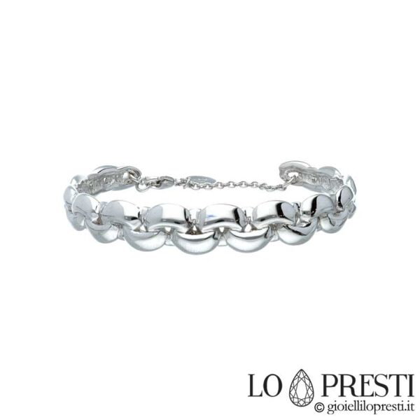 Bracciale rigido in oro bianco 18kt lavorazione lucida con apertura sotto.Certificato di garanzia e confezione regalo.