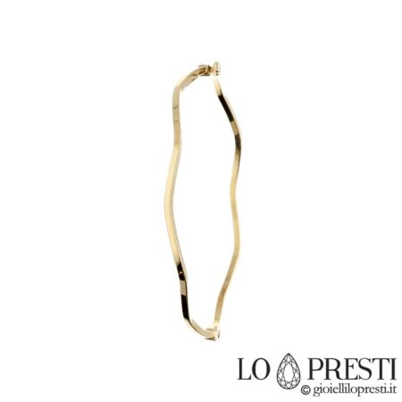 Bracciale rigido donna a canna quadra ondulata in oro giallo 18kt