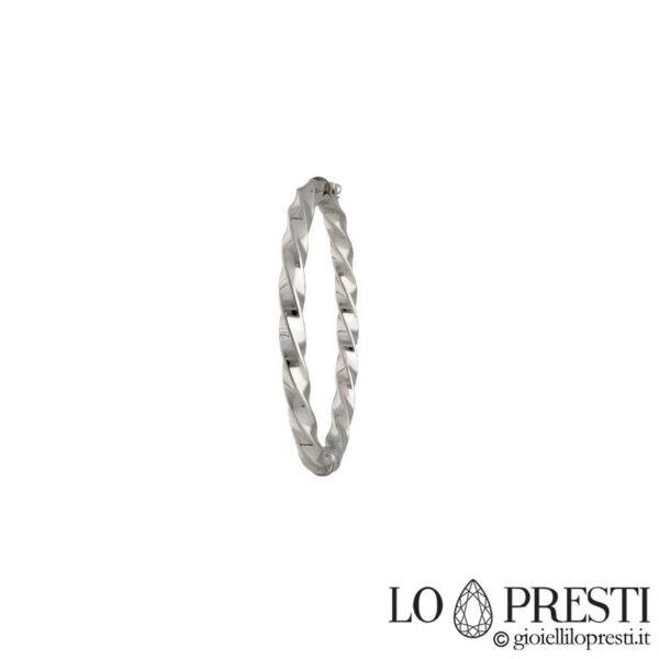 Bracciale rigido in oro bianco 18kt lavorazione trecciata,con apertura laterale