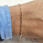 Bracciale uomo in oro bianco e giallo 18 kt maglia tubolare moderna