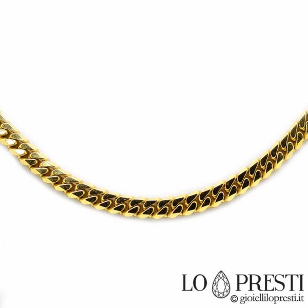 Collana maglia groumette in oro giallo 18kt maglia piena massiccia ordinabile in vari pesi e misure