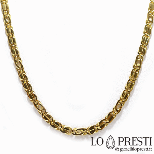 Collana maglia occhio di pernice in oro giallo 18kt maglia piena massiccia,disponibile o ordinabile in vari pesi e misure. Confezione regalo e certificato di garanzia.