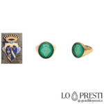 anello sigillo in oro 18kt stemma di famiglia agata incisione oro 18kt uomo-donna