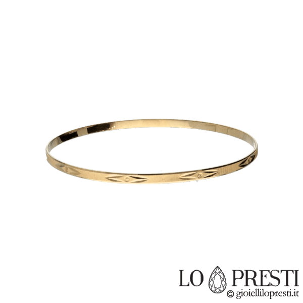 bracciale donna rigido in oro giallo 18kt per anniversario,compleanno o semplicemente per ricordare un momento importante