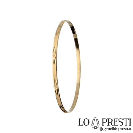 bracciale donna rigido in oro giallo 18kt per anniversario,compleanno o semplicemente per ricordare un momento importante.