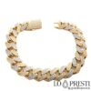 Bracciale uomo groumette in oro bianco egiallo 18 kt con zirconi con chiusura a cassatto, il peso è riferito alla misura 19 cm realizzabile su richiesta in altre misure e con altre pietre.