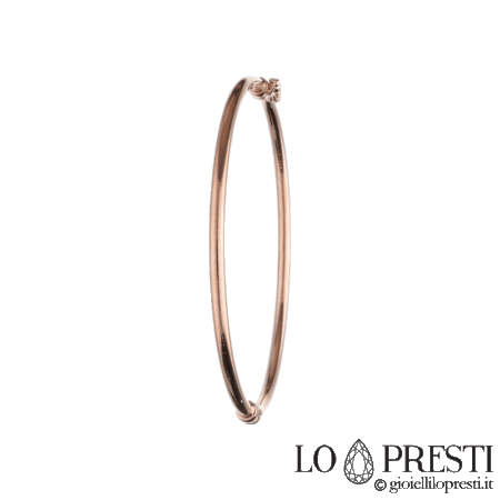 Bracciale rigido canna tonda e liscia in oro rosa 18kt con apertura laterale. Per compleanno,anniversario o semplicemente per ricordare un momento importante. Certificato di garanzia e confezione regalo.