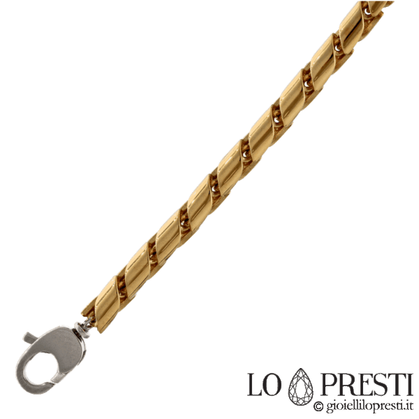 Collana maglia tubolare in oro giallo 18kt con chiusura in oro bianco