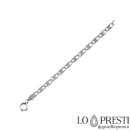 Bracciale uomo maglia piatta in oro bianco 18kt. Certificato di garanzia e confezione regalo.