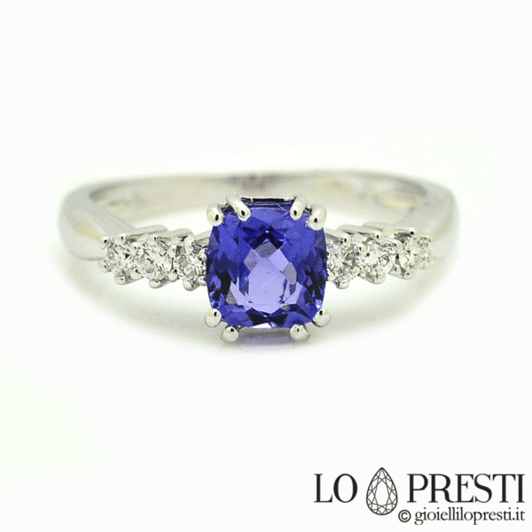 anello con tanzanite e diamanti brillanti certificati