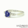 anello donna compleanno anniversario tanzanite taglio cusino e diamanti brillanti