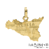 ciondolo sicilia con i nomi delle città icise in oro giallo 18kt.Certificato di garanzia e confezione regalo.