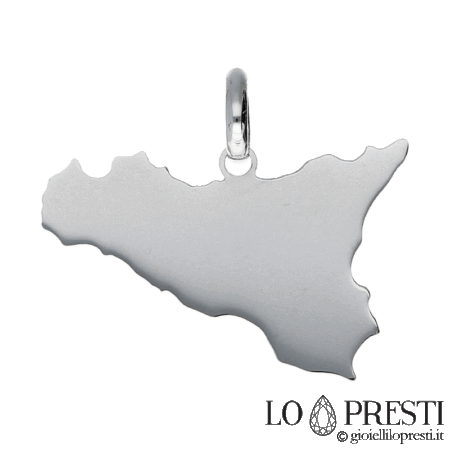 ciondolo forma sicilia in oro bianco 18kt offerta idea regalo.Certificato di garanzia e confezione regalo.