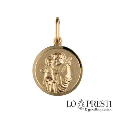 medaglia sacra san giuseppe oro giallo 18 kt