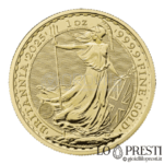 1 oz Britannia 2025 Carlo III - Una moneta d’oro dall’eleganza intramontabile, coniata in oro puro peso di 31.1 grammi moneta da investimento in oro