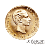 10 Pesetas Alfonso XII (secondo ritratto) g.3.22 oro moneta collezzionismo investimento