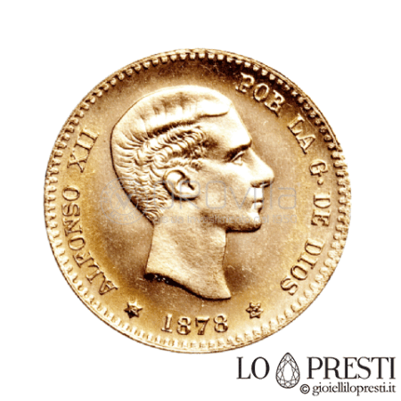 10 Pesetas Alfonso XII (secondo ritratto) g.3.22 oro moneta collezzionismo investimento