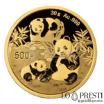 500 Panda cinese 2025 in oro puro 999