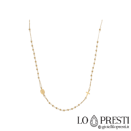 Collana Rosario in oro bianco o giallo 18kt con sfere lisce e lucide, il peso è riferito alla misura 45 cm su richiesta disponibile di qualsiasi misura. Certificato di garanzia e confezione regalo.